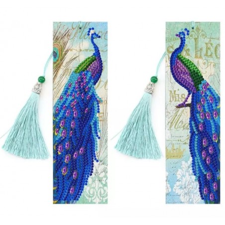 3D Diamant Pixel Lesezeichen Pfau