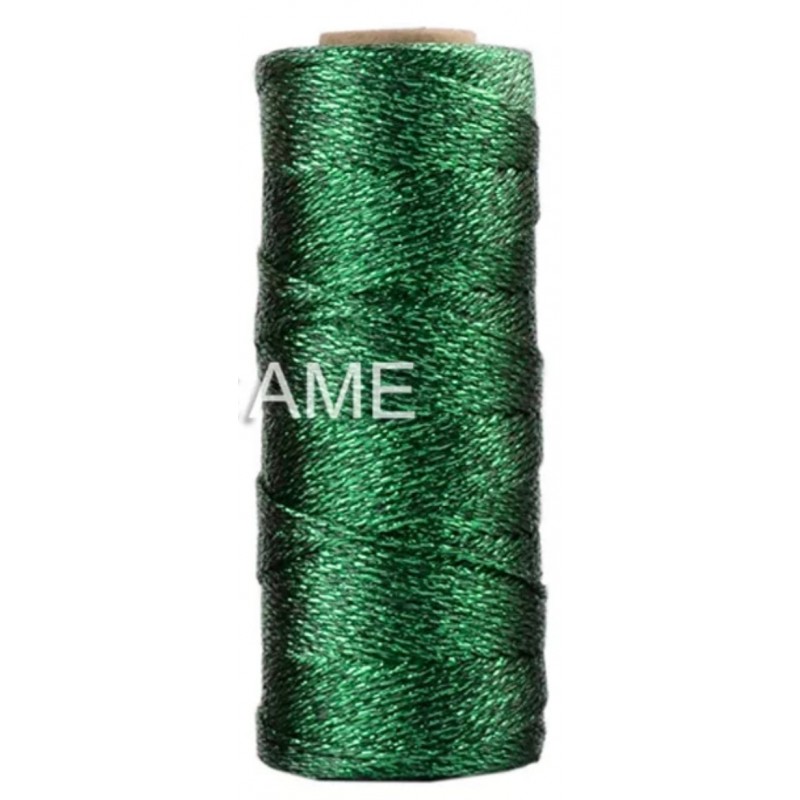 Jute Faden grün/glitzer