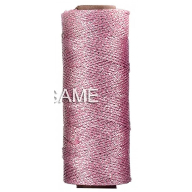 Jute Faden rosa/glitzer