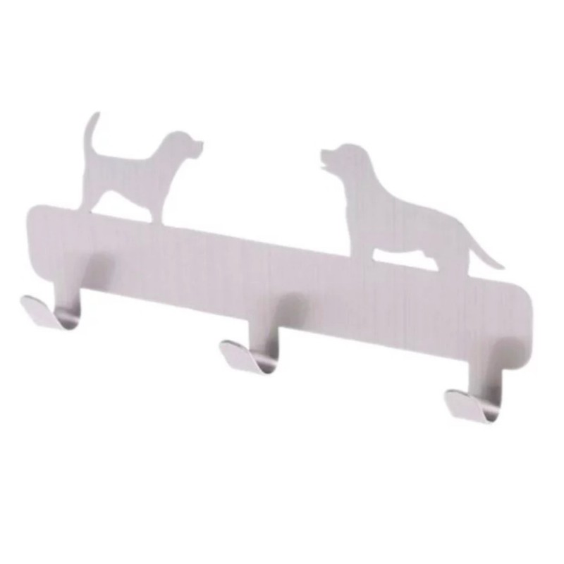 Wandhaken Metall Hunde silber