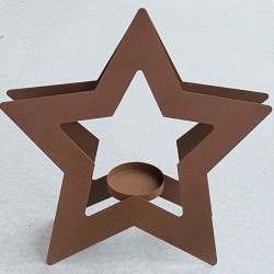 Metall Stern Teelicht braun