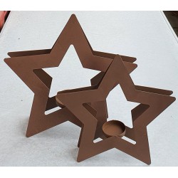 Metall Stern Teelicht braun