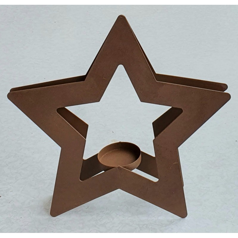 Metall Stern Teelicht braun