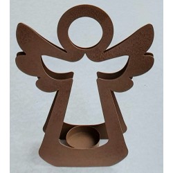 Metall Engel Teelicht braun