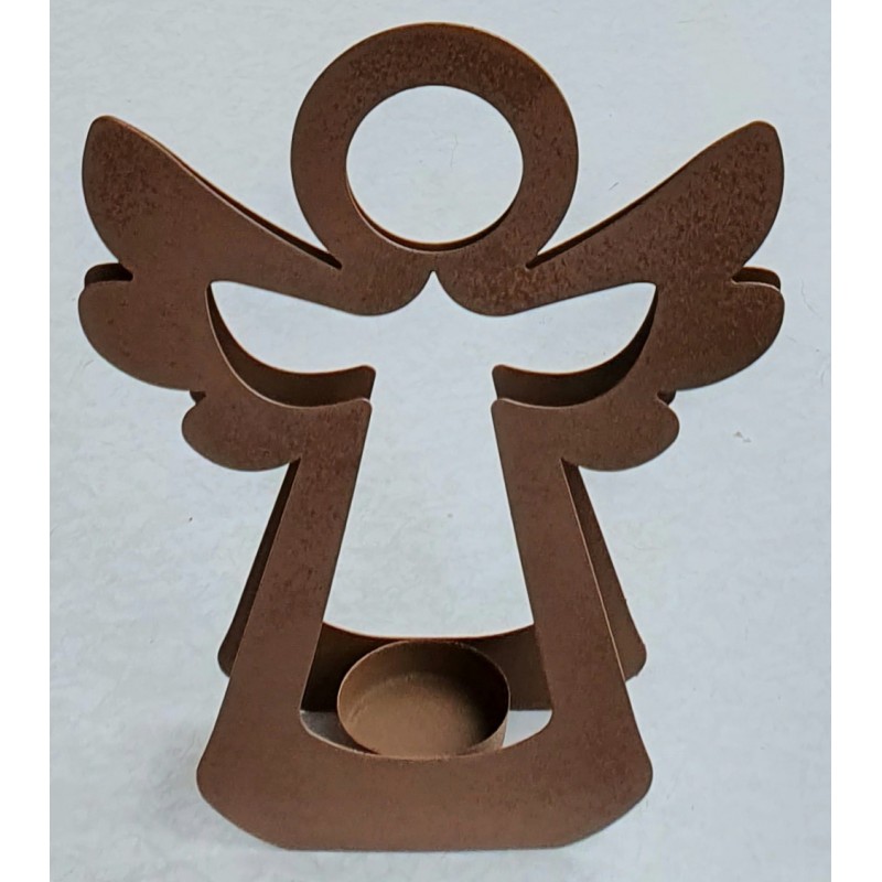 Metall Engel Teelicht braun