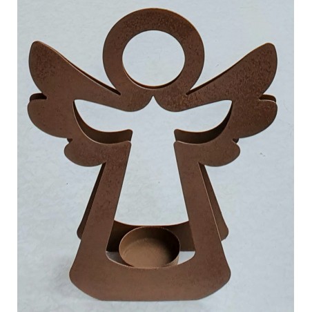 Metall Engel Teelicht braun