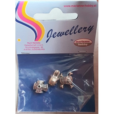 Grossloch Metall Perlen Set Totenkopf