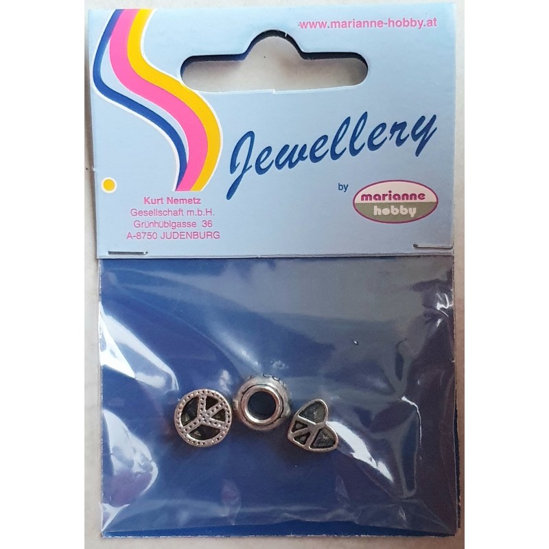 Grossloch Metall Perlen Set Peace