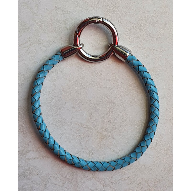 Leder Armband mit Wechselanhänger türkis