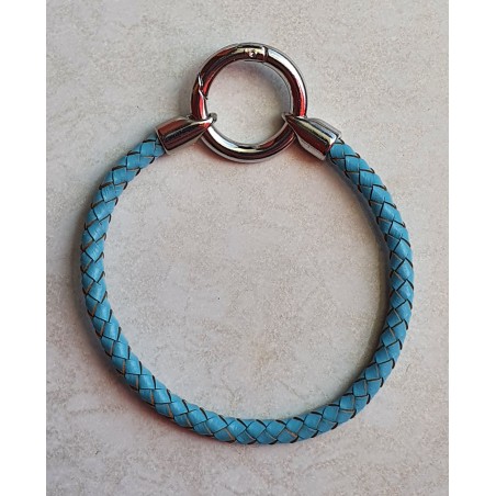 Leder Armband mit Wechselanhänger türkis