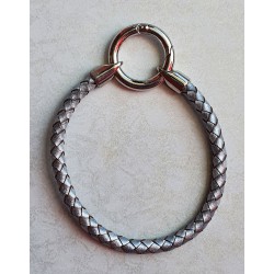Leder Armband mit Wechselanhänger grau