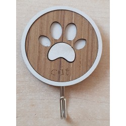 Holz Haken Cat braun/weiss