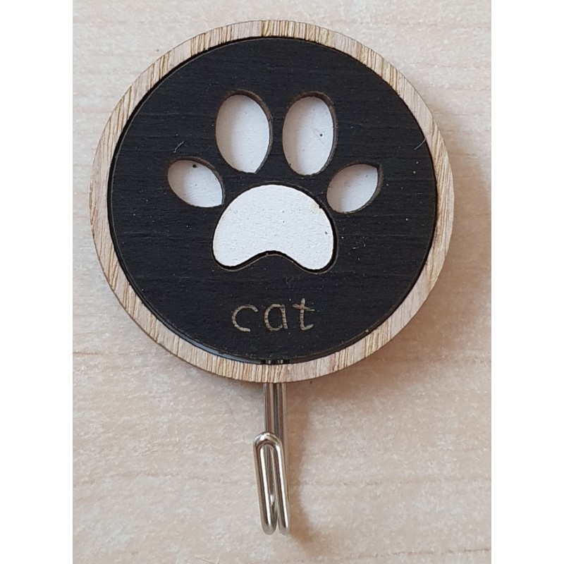 Holz Haken Cat schwarz/weiss