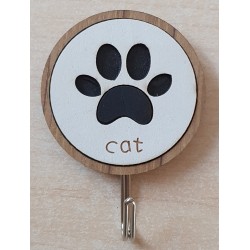 Holz Haken Cat weiss/schwarz