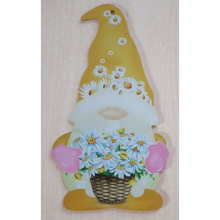 Holz Schild Wichtel gelb