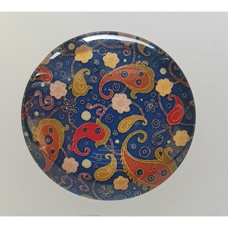 Cabochon 30 mm Paisley Muster blau