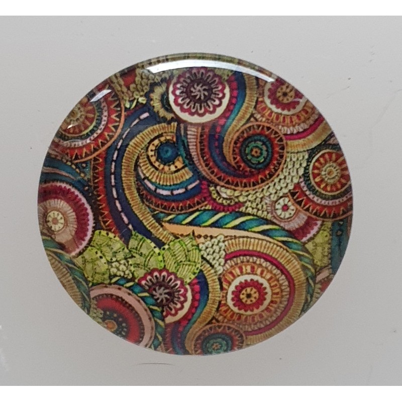 Cabochon 30 mm Paisley Muster grün