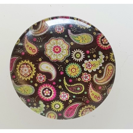 Cabochon 30 mm Paisley Muster grün