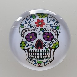 Cabochon 30 mm Totenkopf Blumen