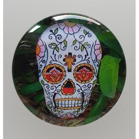 Cabochon 30 mm Totenkopf grün