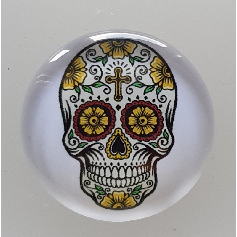 Cabochon 30 mm Totenkopf gelb