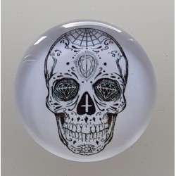 Cabochon 30 mm Totenkopf schwarz/weiss