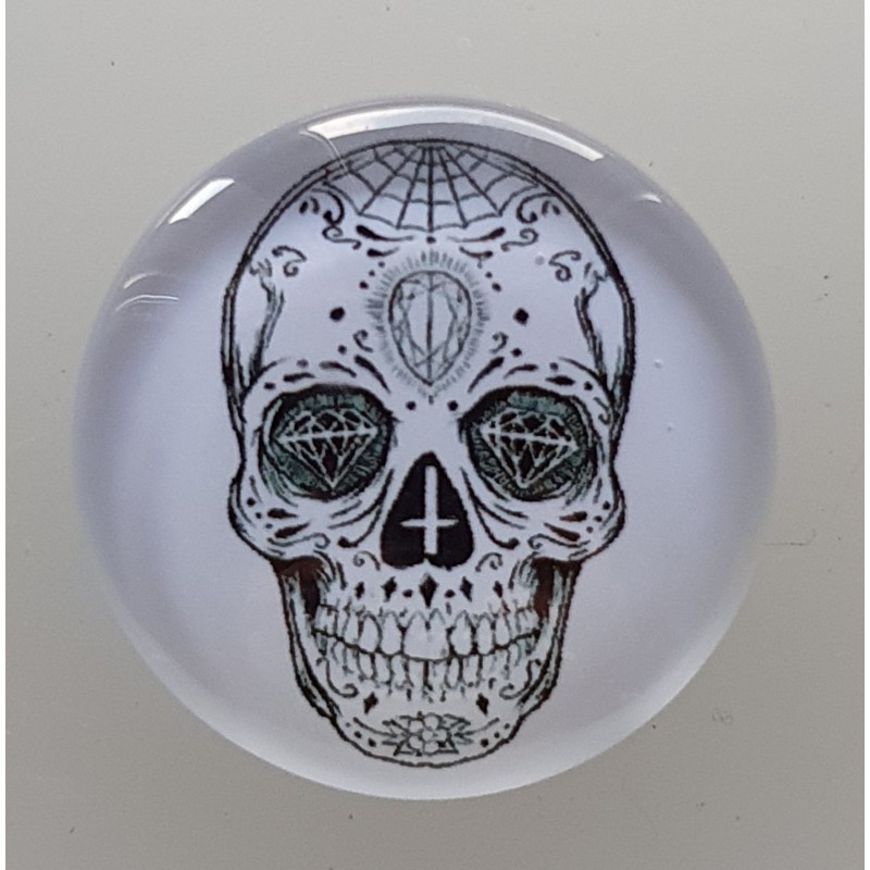 Cabochon 30 mm Totenkopf schwarz/weiss