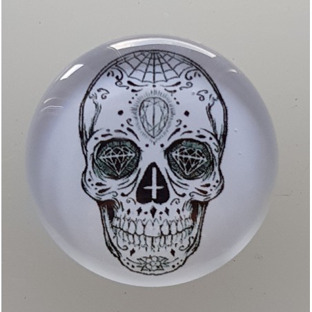 Cabochon 30 mm Totenkopf schwarz/weiss