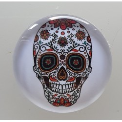 Cabochon 30 mm Totenkopf Blumen