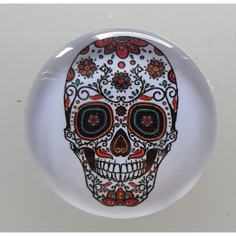 Cabochon 30 mm Totenkopf Blumen