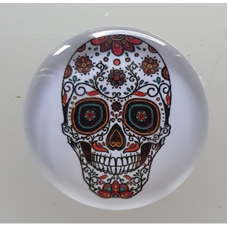 Cabochon 30 mm Totenkopf Blumen