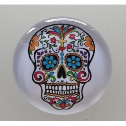 Cabochon 30 mm Totenkopf Blumen