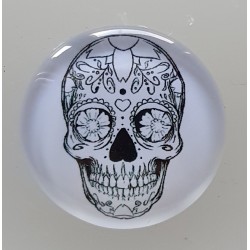 Cabochon 30 mm Totenkopf schwarz/weiss
