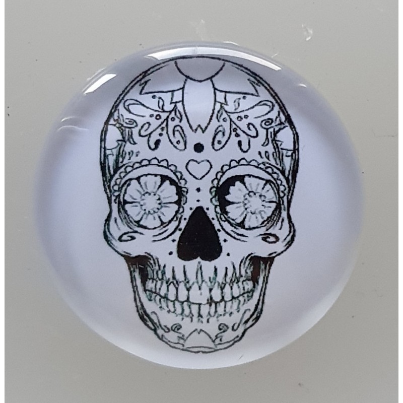 Cabochon 30 mm Totenkopf schwarz/weiss