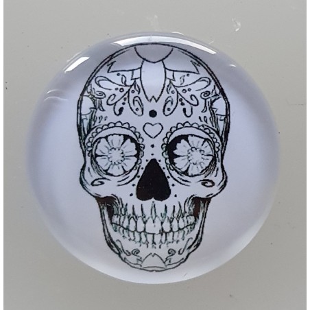 Cabochon 30 mm Totenkopf schwarz/weiss