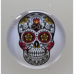 Cabochon 30 mm Totenkopf Blumen