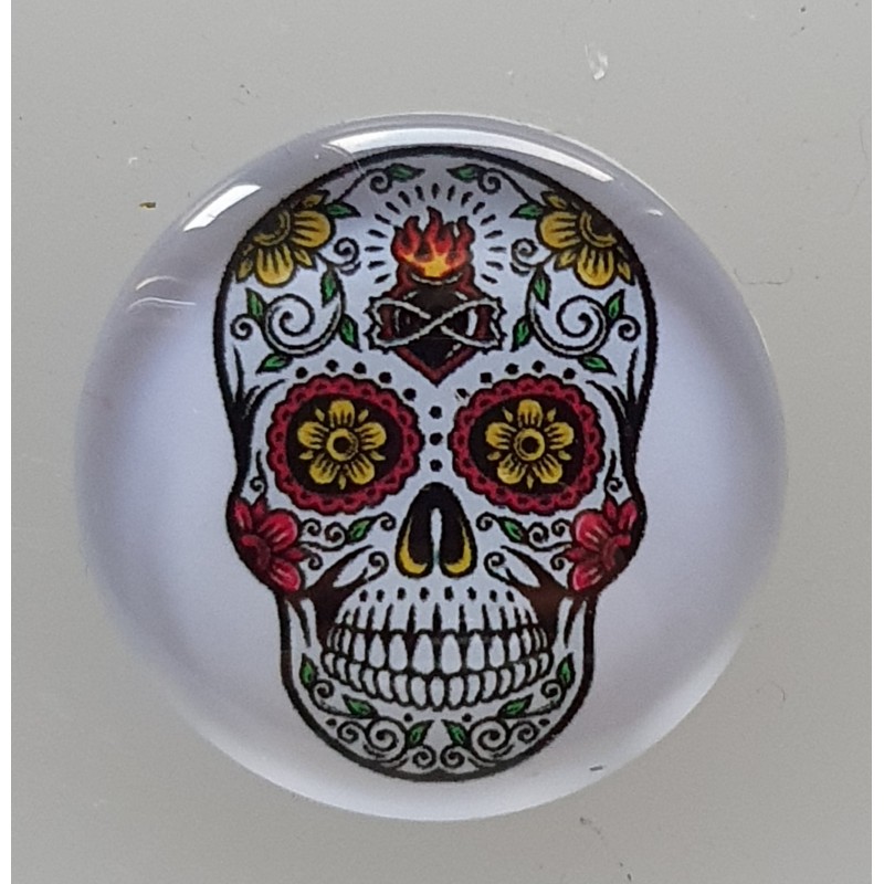 Cabochon 30 mm Totenkopf Blumen