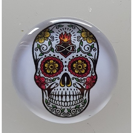 Cabochon 30 mm Totenkopf Blumen