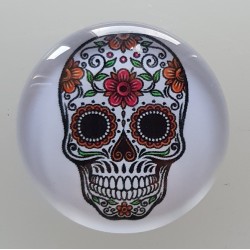 Cabochon 30 mm Totenkopf Blume
