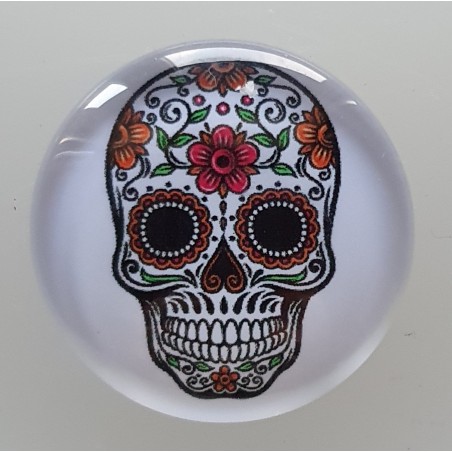 Cabochon 30 mm Totenkopf Blume