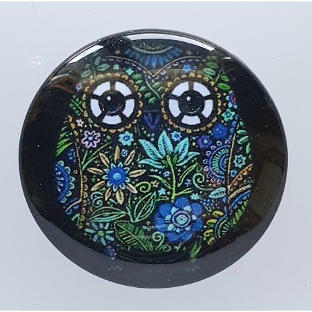 Cabochon Eule grün/blau