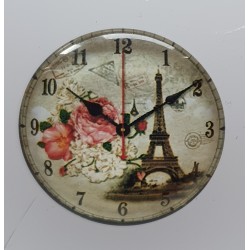 Cabochon Uhr Rosen/Eifelturm