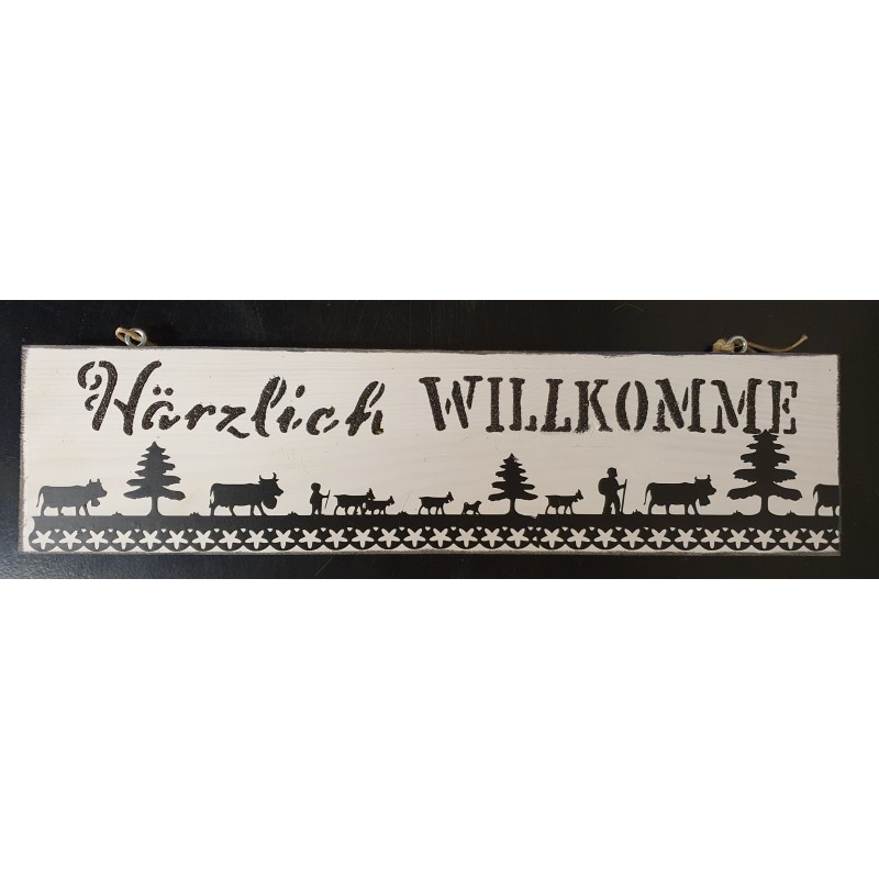 Schild Härzlich Willkomme