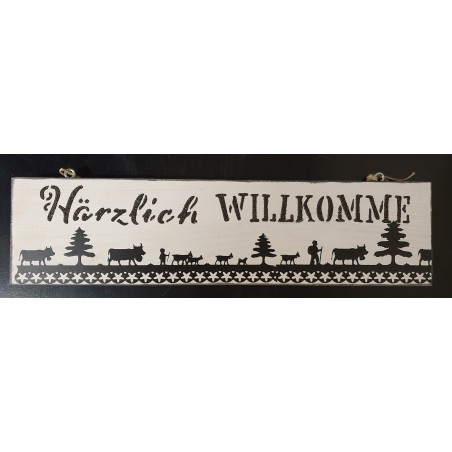 Schild Härzlich Willkomme