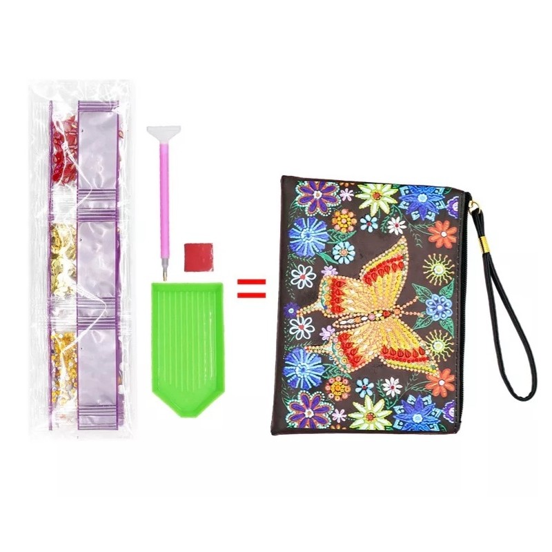3D Diamant Pixel Tasche Schmetterling