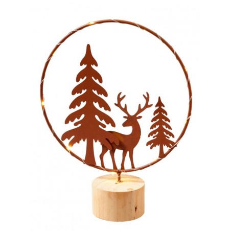 Metall Ring mit Hirsch rost und Led