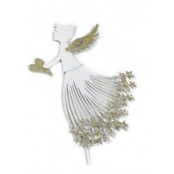 Metall Engel/Herz zum Stecken weiss/gold