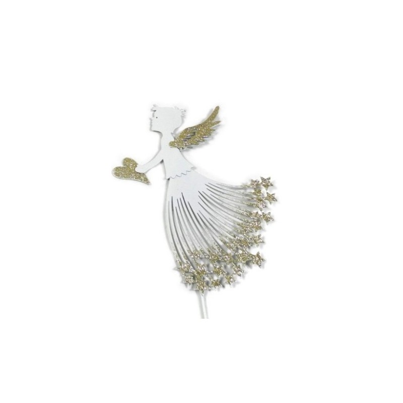 Metall Engel/Herz zum Stecken weiss/gold