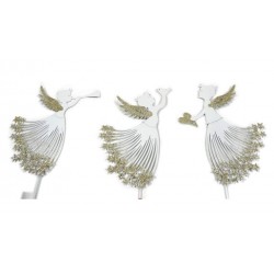 Metall Engel/Flöte zum Stecken weiss/gold