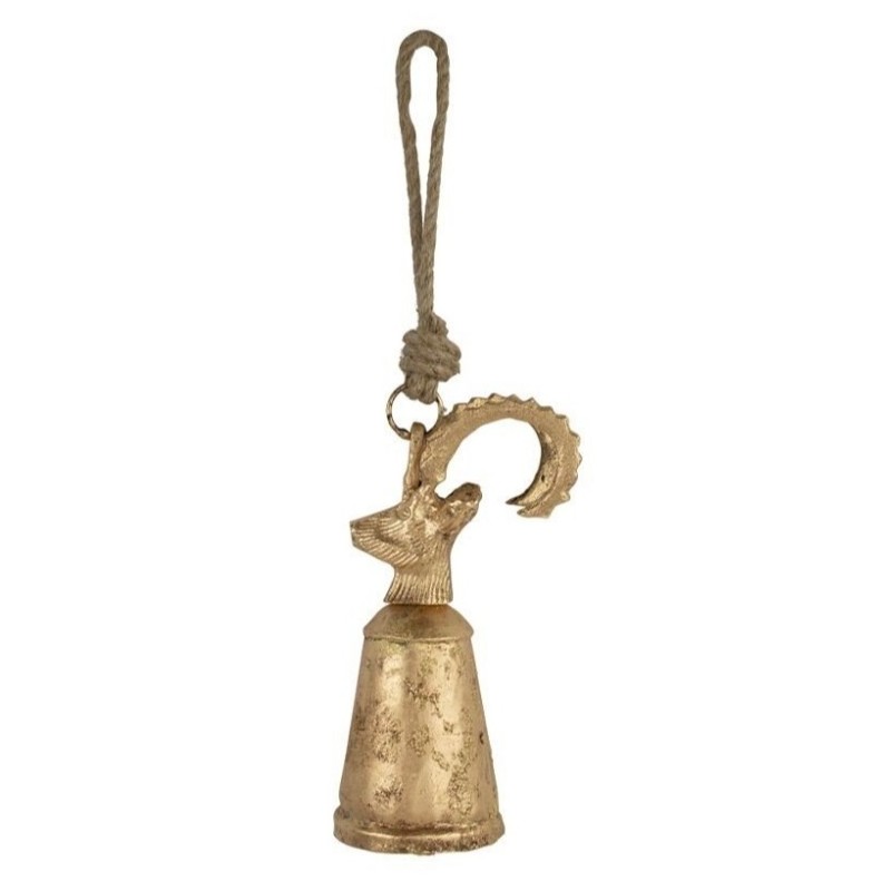 Metall Glocke Steinbock goldfarbig
